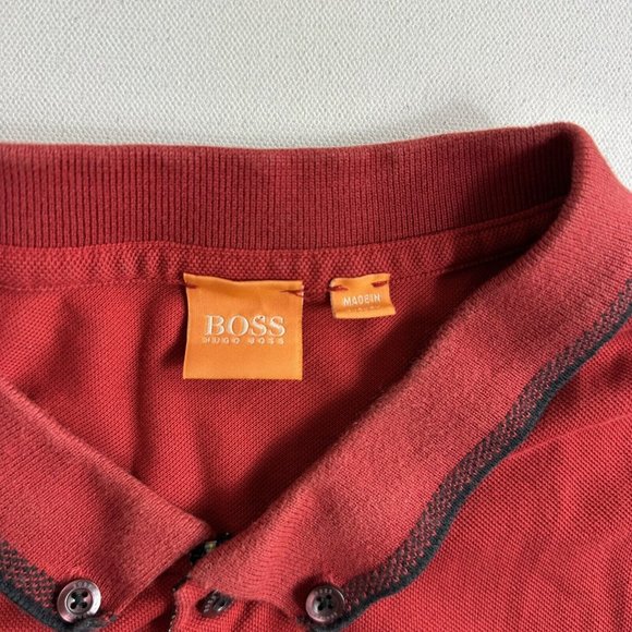 Hugo Boss Orange Label Men's Polo‎ Shirt Size 2XL Short Sleeve Red Casual - Picture 7 of 10